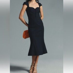 Anthropologie Cecily Black Midi Dress